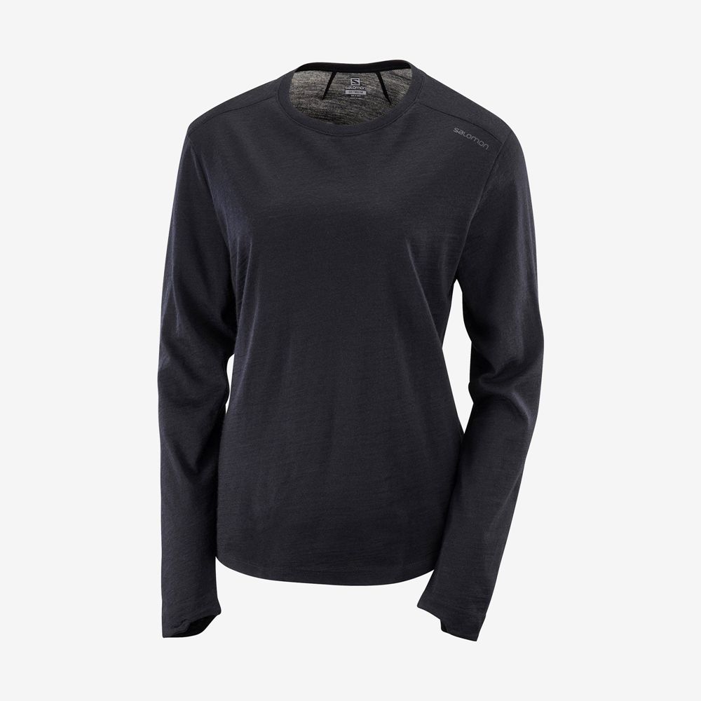 Salomon Singapore Womens Midlayers - OUTLIFE MERINO LS W Black | 16852-RVPN